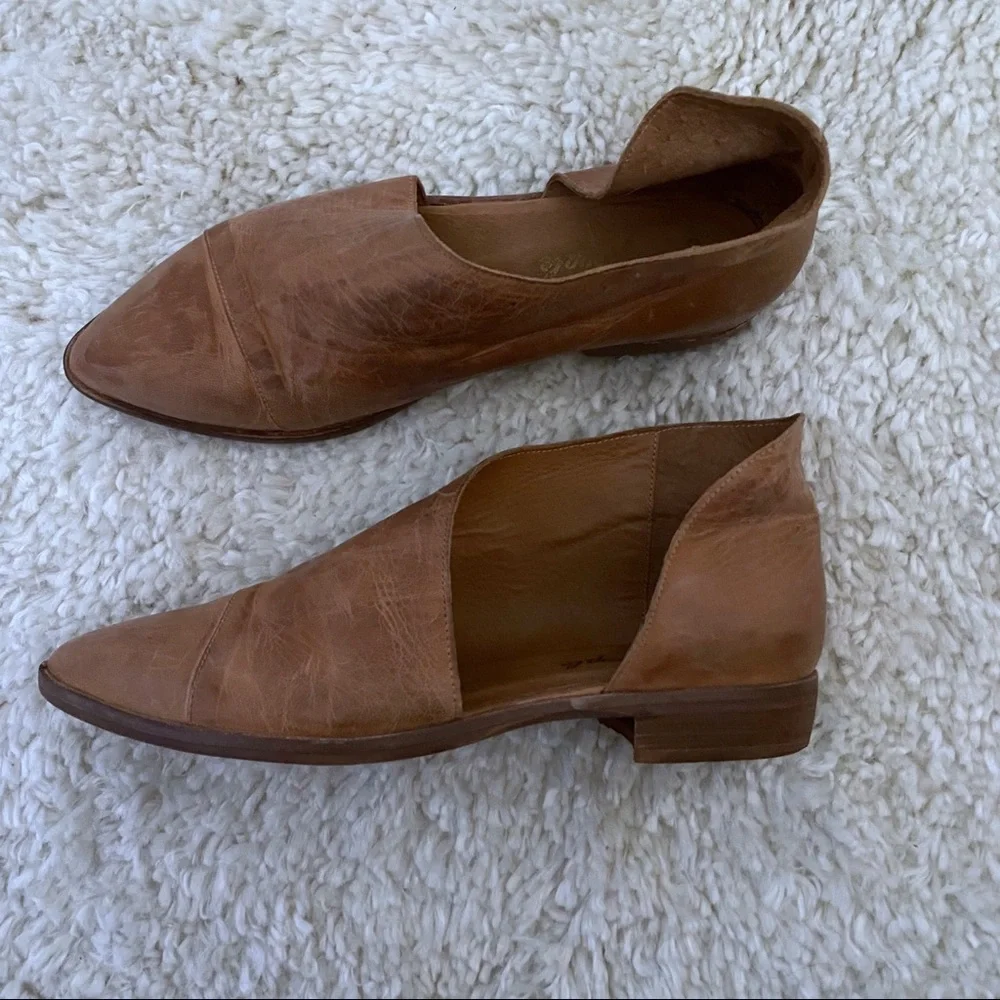 Free People Tan Leather Pointed Toe Flats